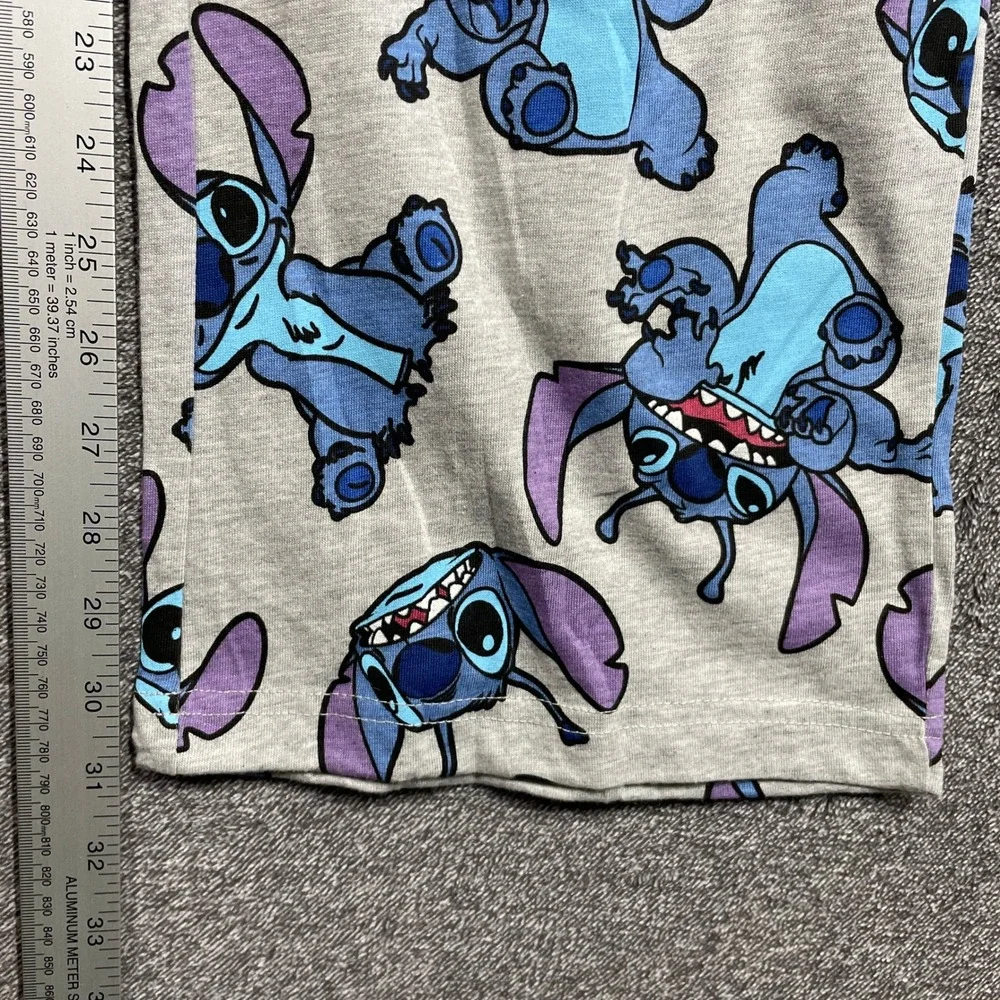 Disney Lilo & Stitch Pajama Pants Womens M Gray Character Print Lounge Pockets - Picture 9 of 9